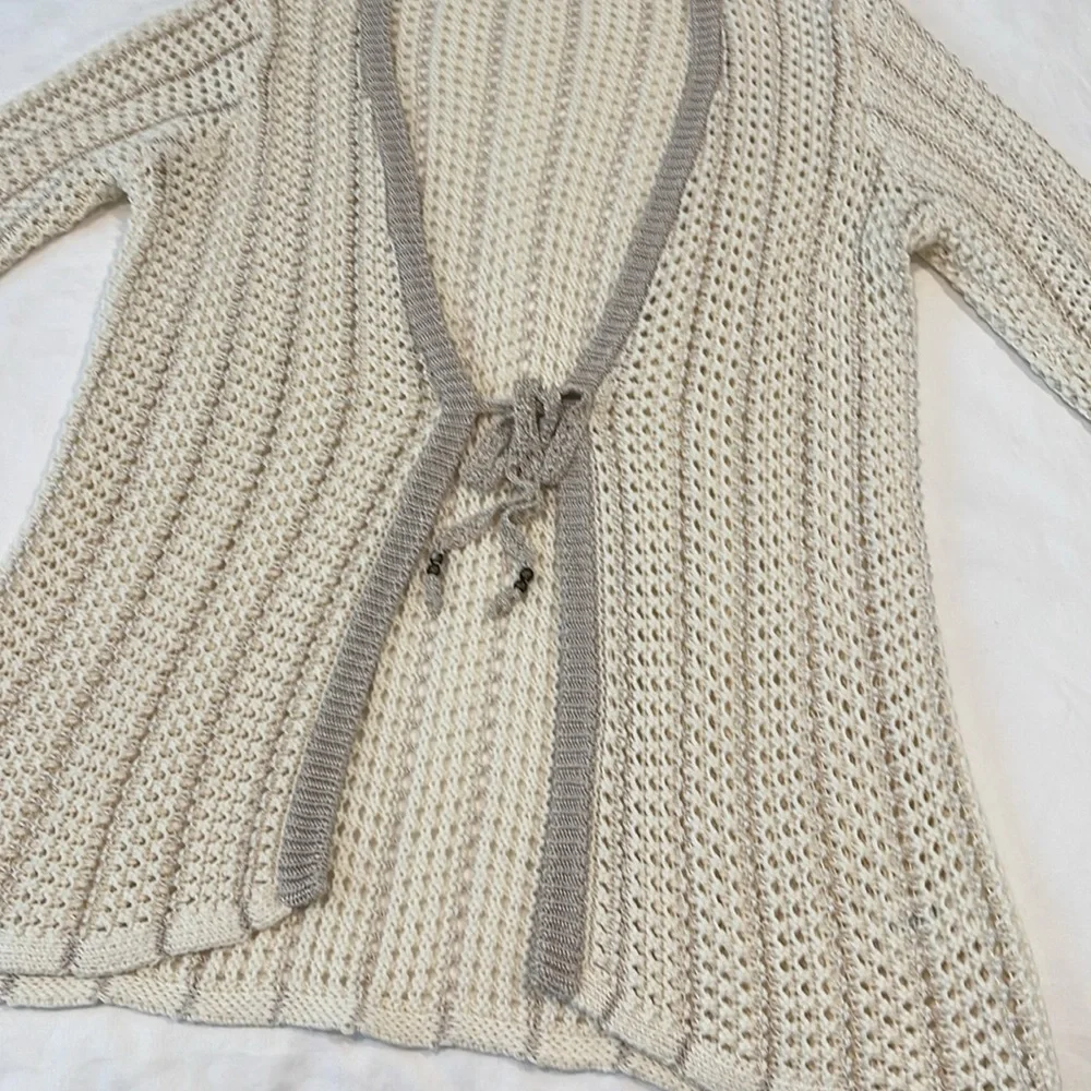 Coldwater Creek | crochet knit tie front cardigan sweater sz L/XL